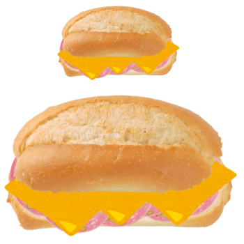 Mortadela y queso amarillo.