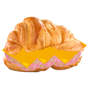 Mortadela y queso amarillo.