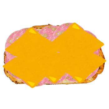 Mortadela y queso amarillo.