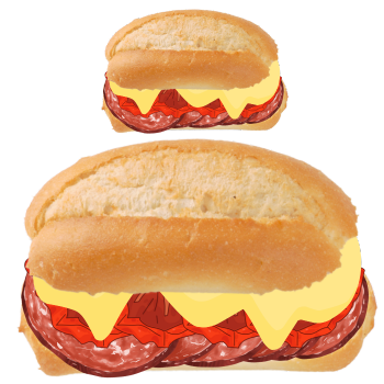 Queso blanco ahumado, salame y tomate seco.